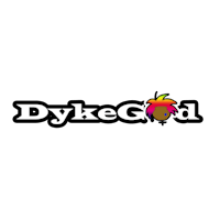 dyke god logo on a black background